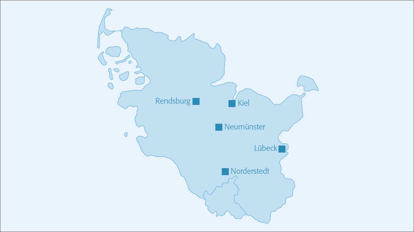 Die Standorte des IBAF in Schleswig-Holstein Die Standorte des IBAF in Schleswig-Holstein